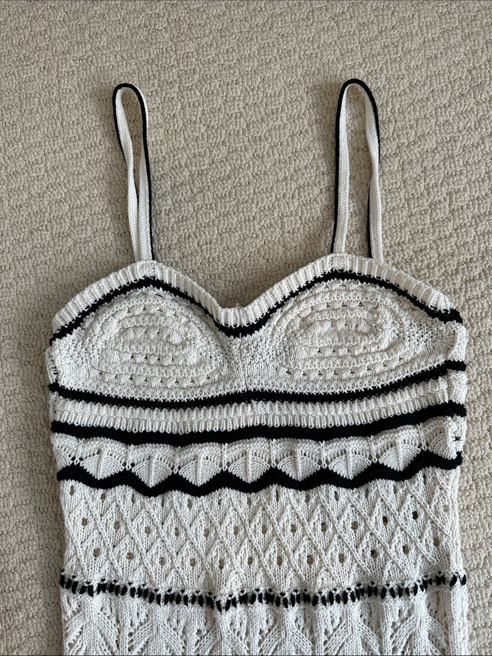 Zara Cream and Black Knit Maxi Dress - Picture 4 of 7